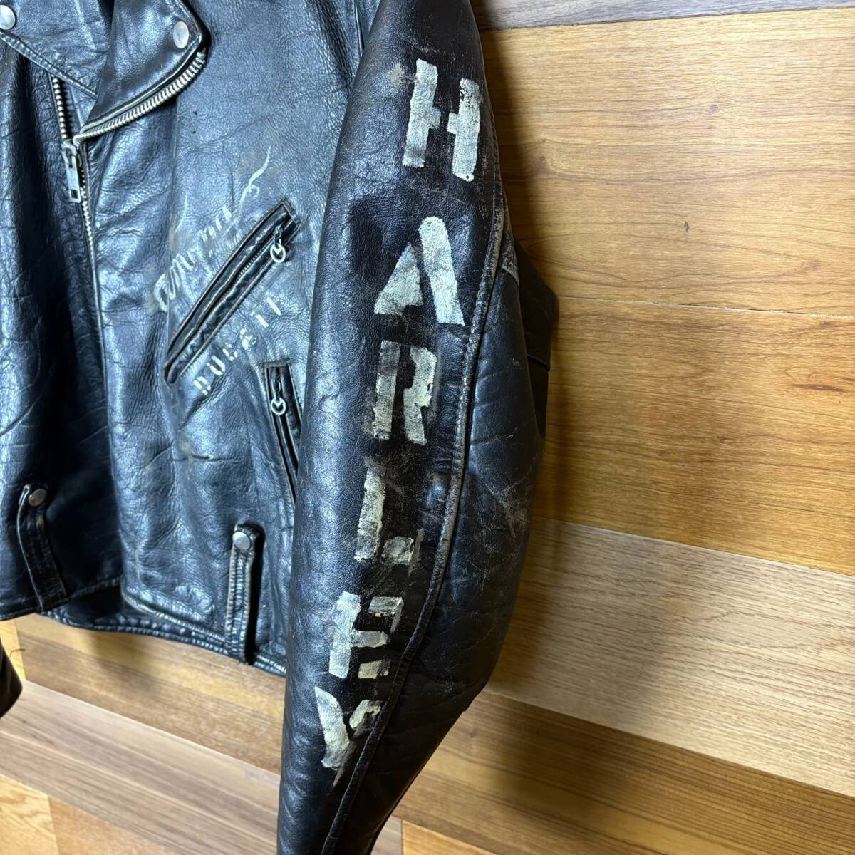 スペシャル ペイント 70s HARLEY DAVIDSON ハーレーダビッドソン ライダースジャケット レザー 革 サイズ 40 メンズ L位 古着 r25092475_画像6