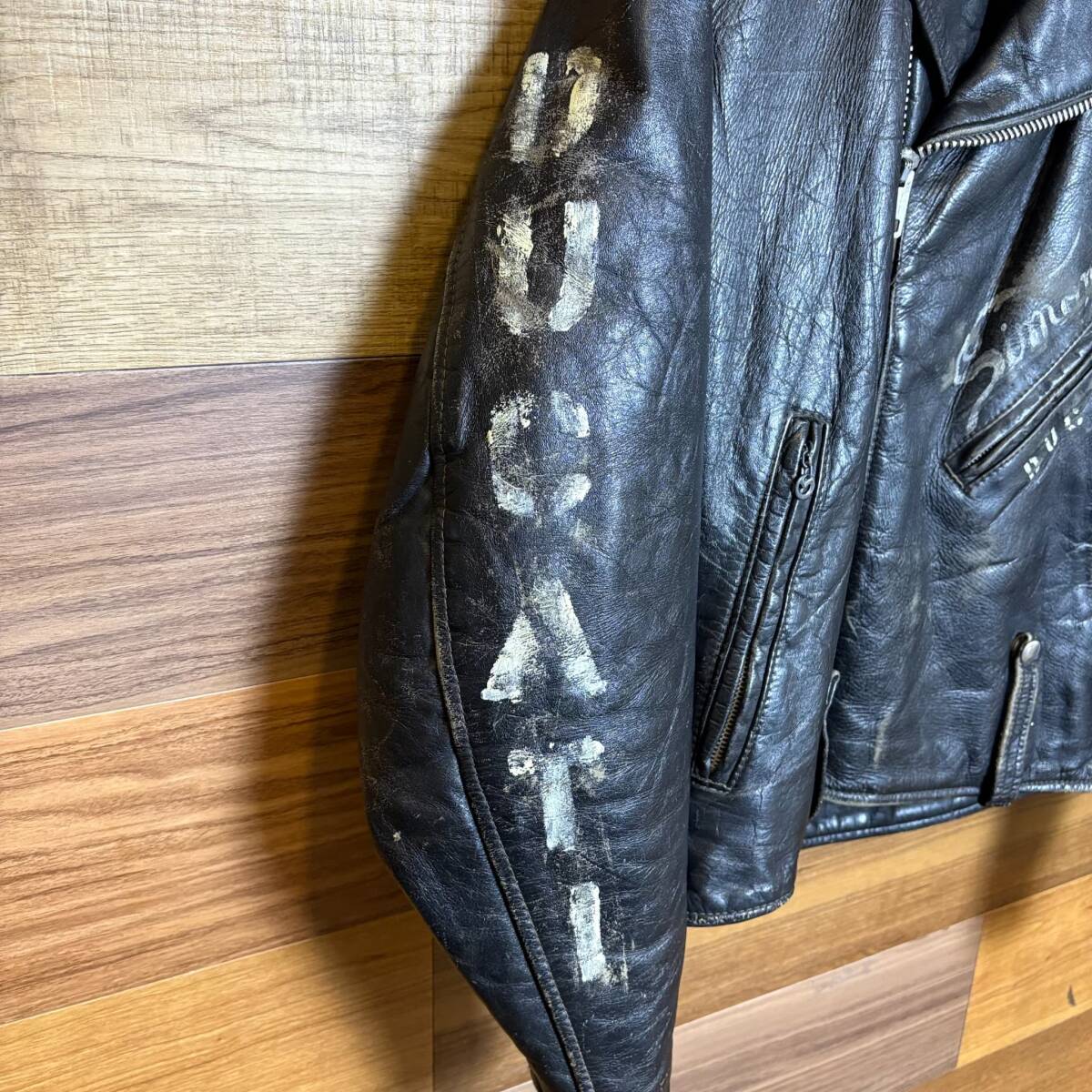 スペシャル ペイント 70s HARLEY DAVIDSON ハーレーダビッドソン ライダースジャケット レザー 革 サイズ 40 メンズ L位 古着 r25092475_画像5