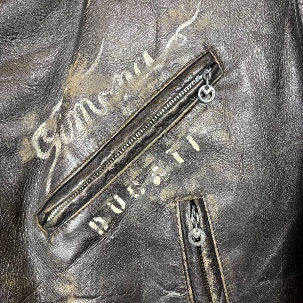 スペシャル ペイント 70s HARLEY DAVIDSON ハーレーダビッドソン ライダースジャケット レザー 革 サイズ 40 メンズ L位 古着 r25092475_画像7