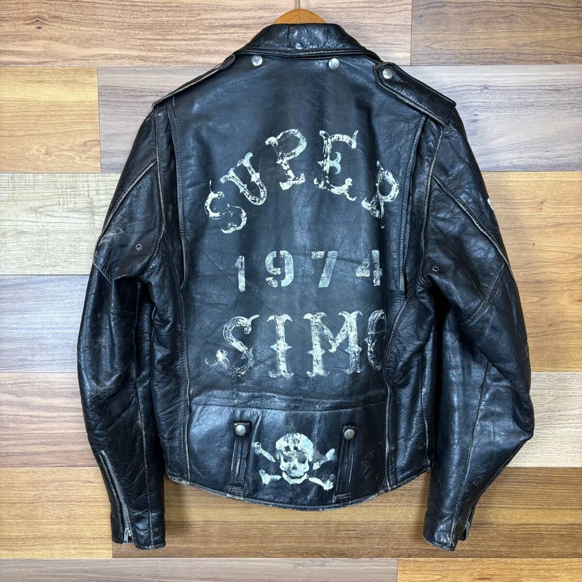 スペシャル ペイント 70s HARLEY DAVIDSON ハーレーダビッドソン ライダースジャケット レザー 革 サイズ 40 メンズ L位 古着 r25092475_画像1