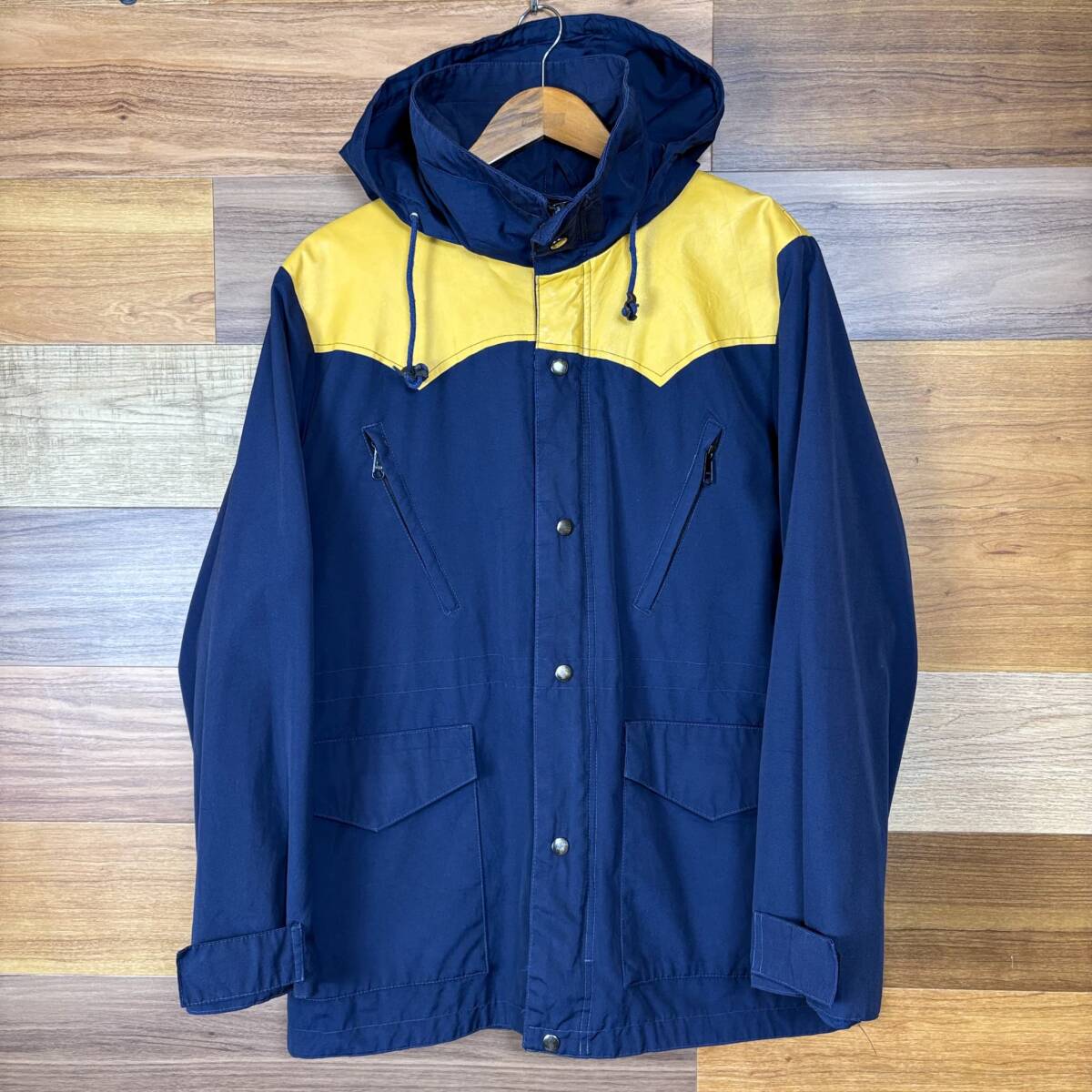 80s WORK PRODUCTS レザーヨーク切り替え マウンテンパーカー サイズ メンズ M 80年代 VINTAGE アウトドア アメカジ 古着 r25111176_画像1