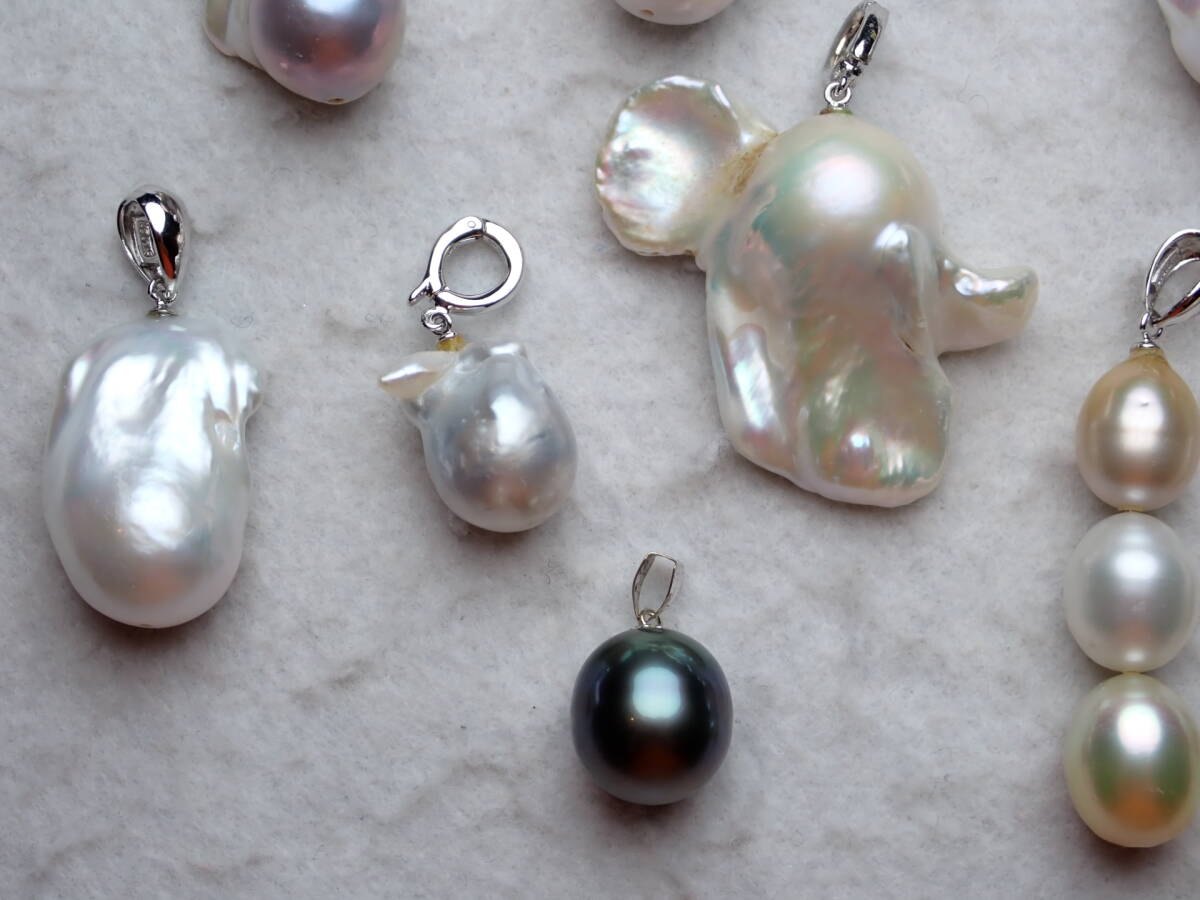 5●本パール　トップ　K14WG・シルバー金具　10点まとめ　79.3g_画像2