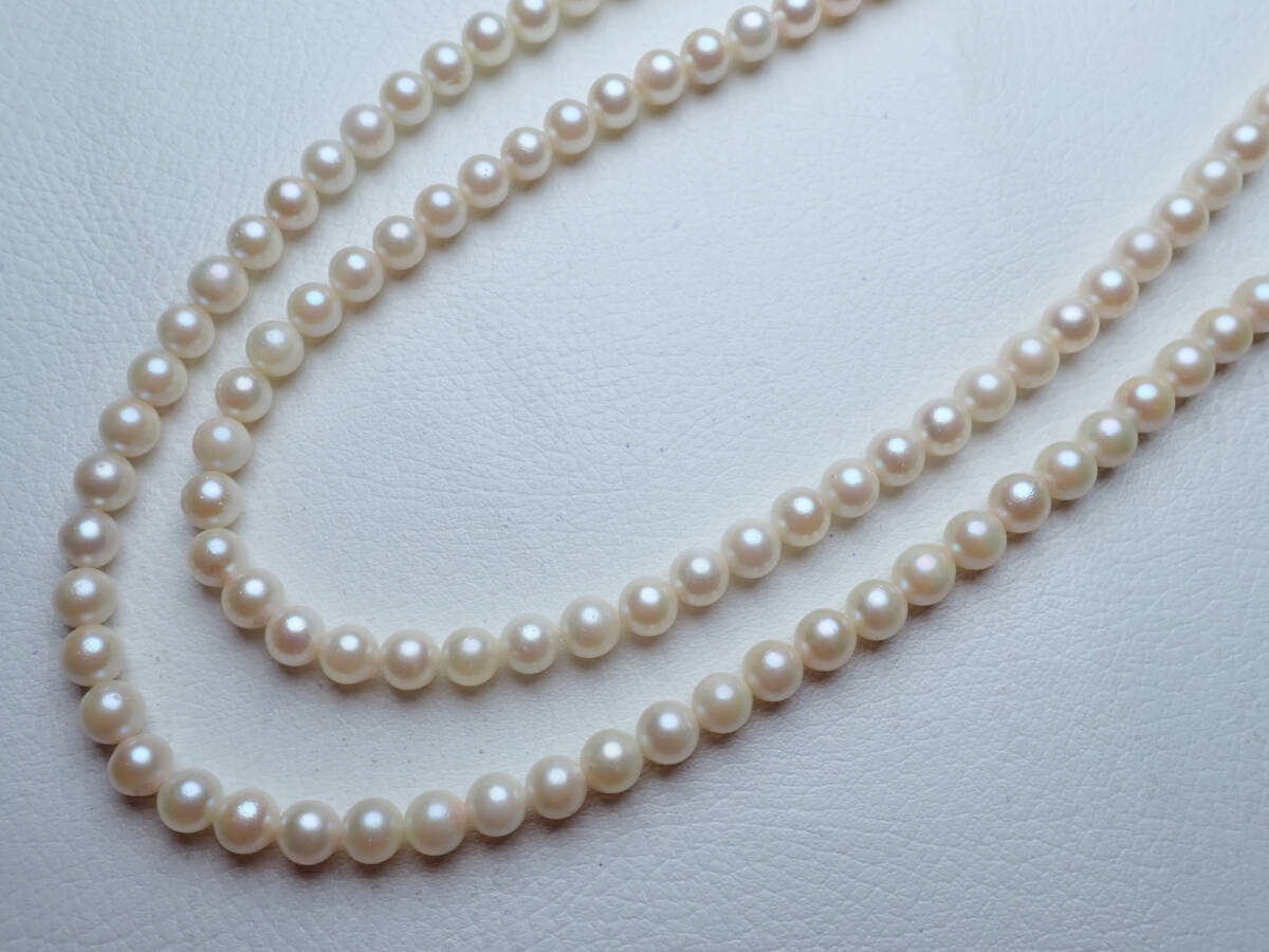 3●アコヤ真珠 ロングネックレス 6.5~7.0mm 79.2g 長さ約120cm 鑑別書付_画像4