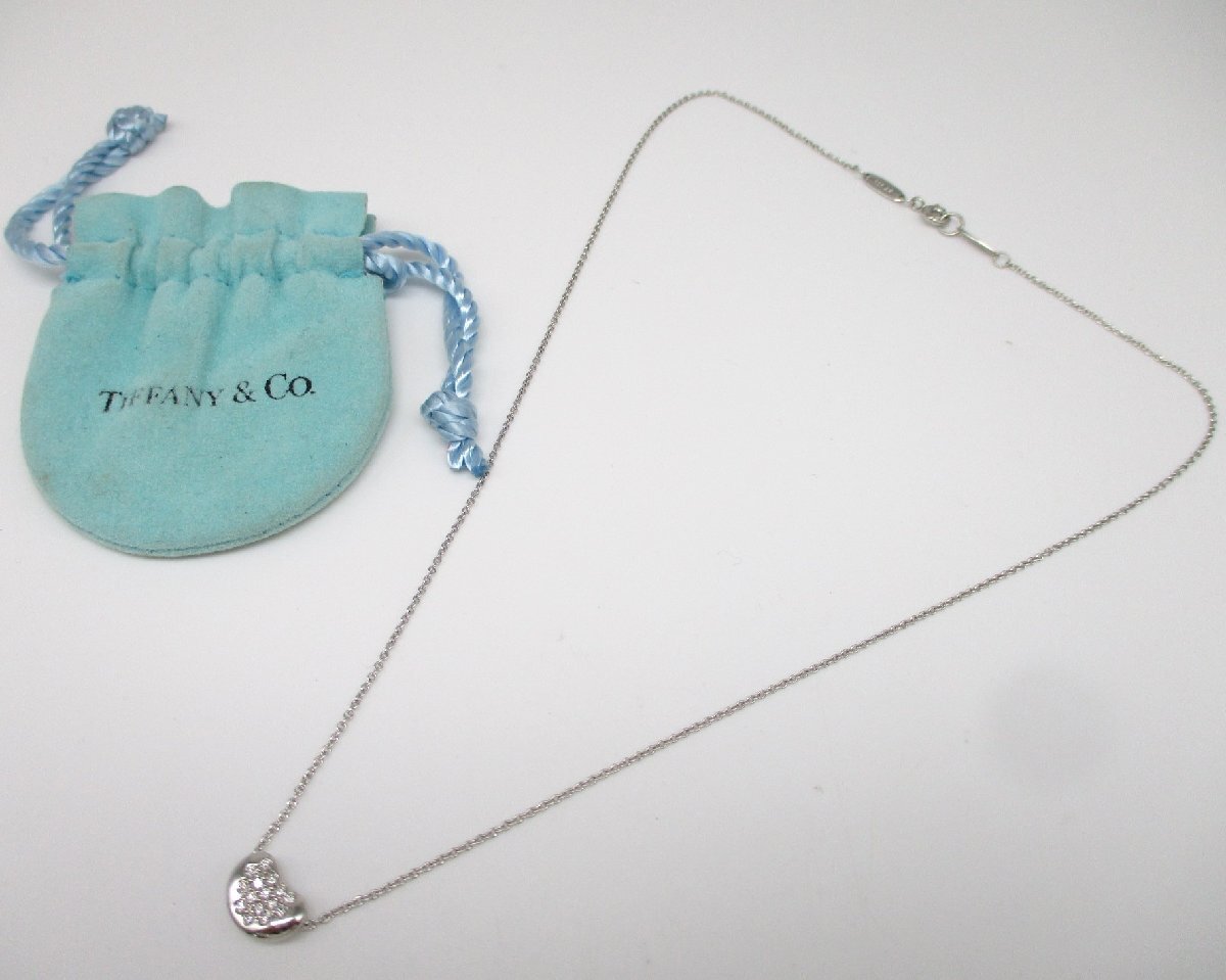 ■ティファニー■美品■ビーン デザイン ペンダント ダイヤモンド ネックレス PT950■_画像3