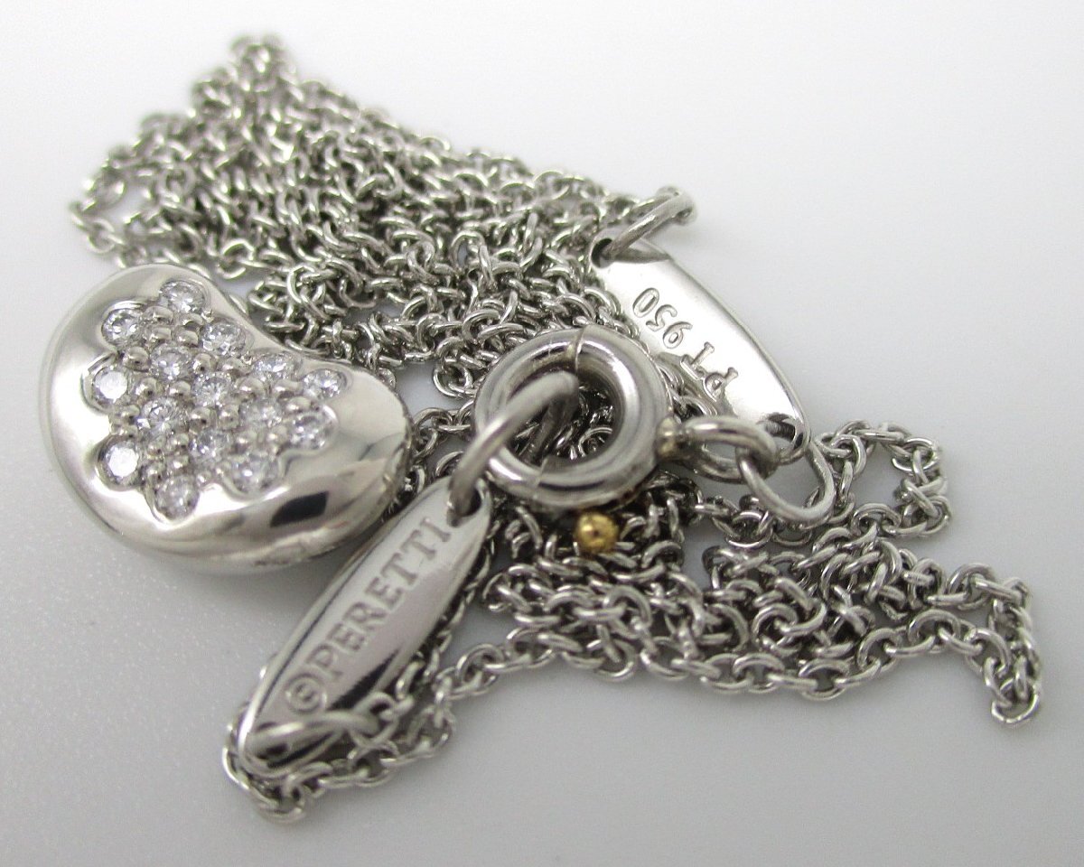 ■ティファニー■美品■ビーン デザイン ペンダント ダイヤモンド ネックレス PT950■_画像6