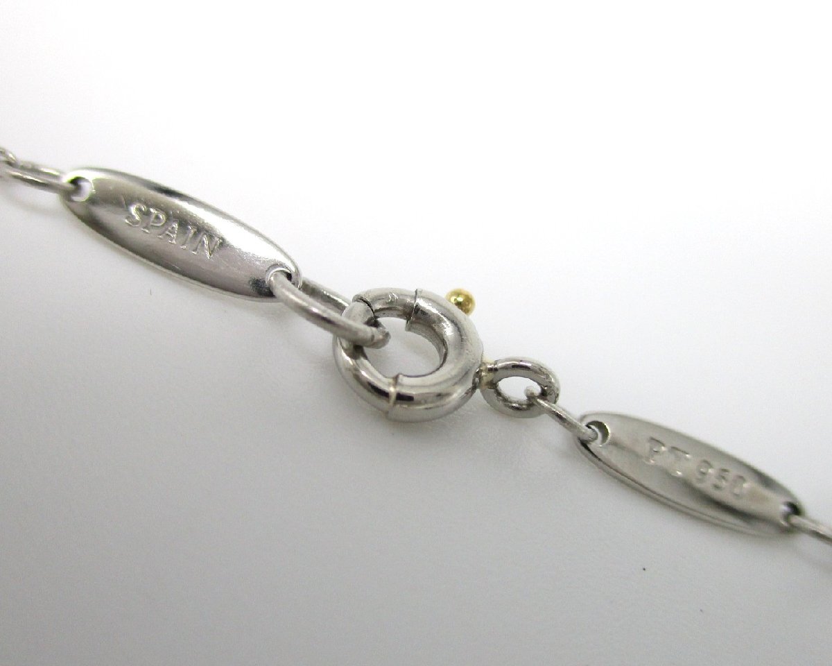 ■ティファニー■美品■ビーン デザイン ペンダント ダイヤモンド ネックレス PT950■_画像9