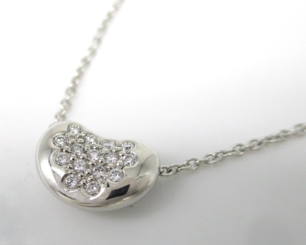 ■ティファニー■美品■ビーン デザイン ペンダント ダイヤモンド ネックレス PT950■_画像1