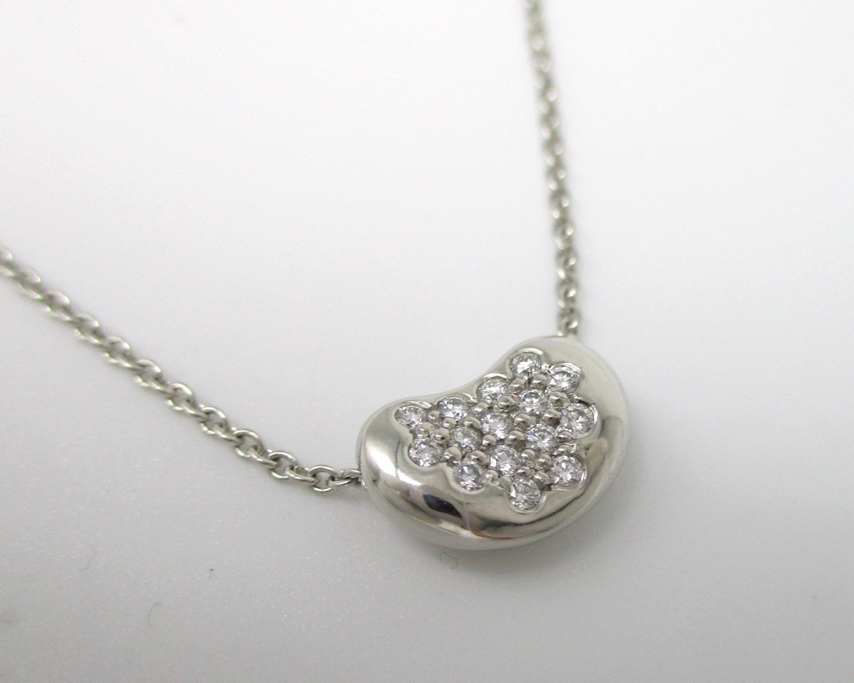 ■ティファニー■美品■ビーン デザイン ペンダント ダイヤモンド ネックレス PT950■_画像2