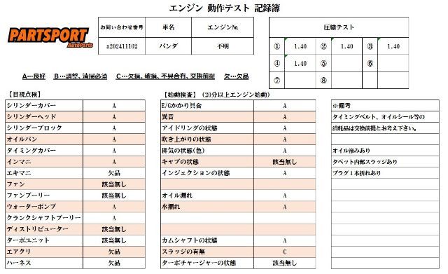 ★フィアット パンダ 141AKA 1998年 初代 セリエ2★エンジン 純正 中古 176B2 000 AT 2WD 95213km_画像5