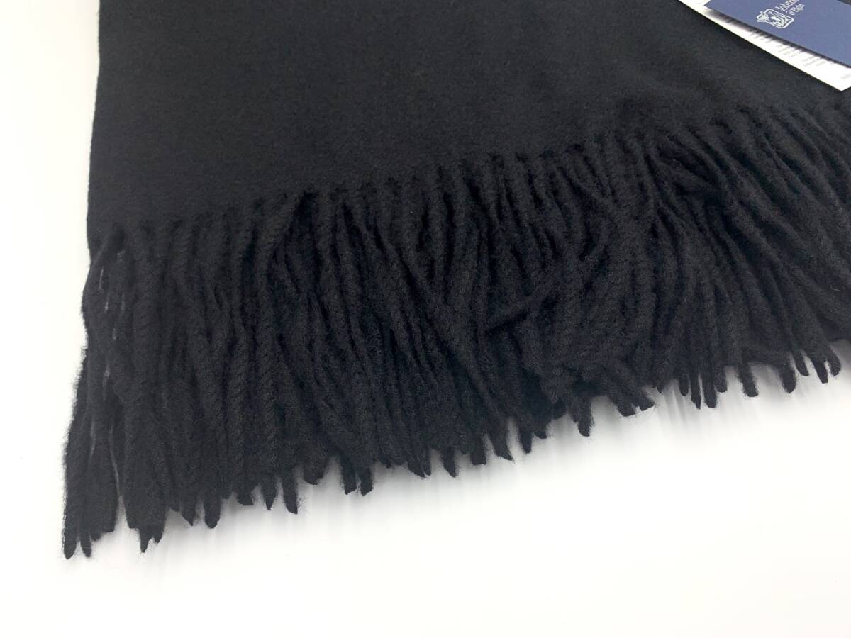 未使用品 ジョンストンズ Johnstons カシミヤ Cashmere ストール マフラー 大判プレーンストール ブラック 定番カラー_画像3