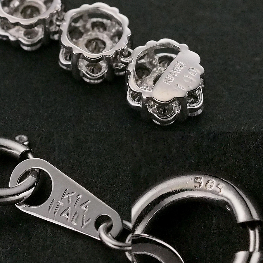 ダイヤモンド/1.00ct フラワーモチーフ ネックレス K14WG_画像4