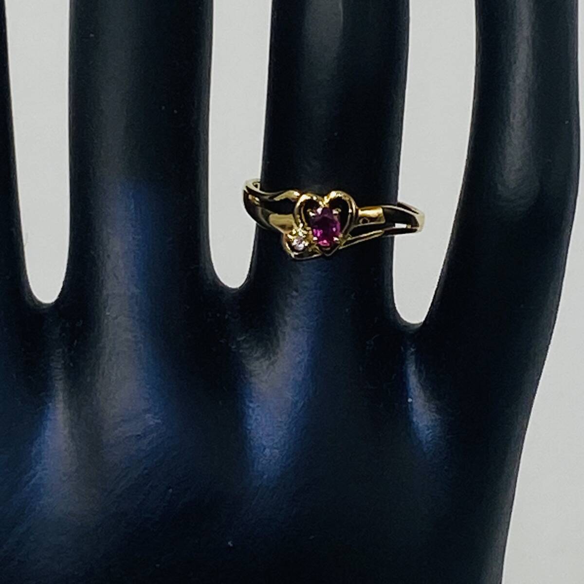 天然ルビー＆天然ダイヤ 18金リング 天然ルビー ダイヤモンド 新品仕上げ ハートリング ジュエリー 7月誕生石 豪華 贅沢 華やか_画像5