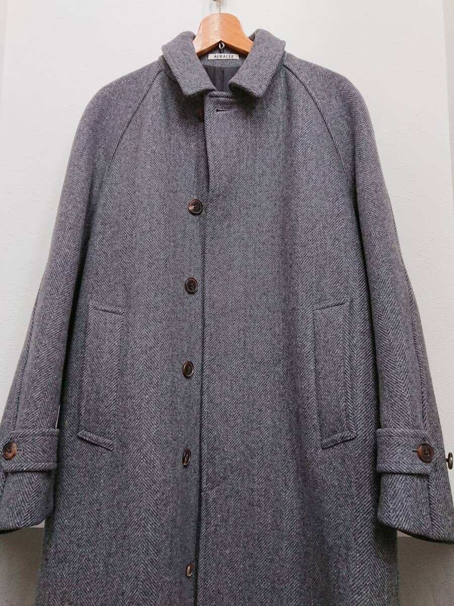 AURALEE ヘリンボーン柄 WOOL コート_画像3