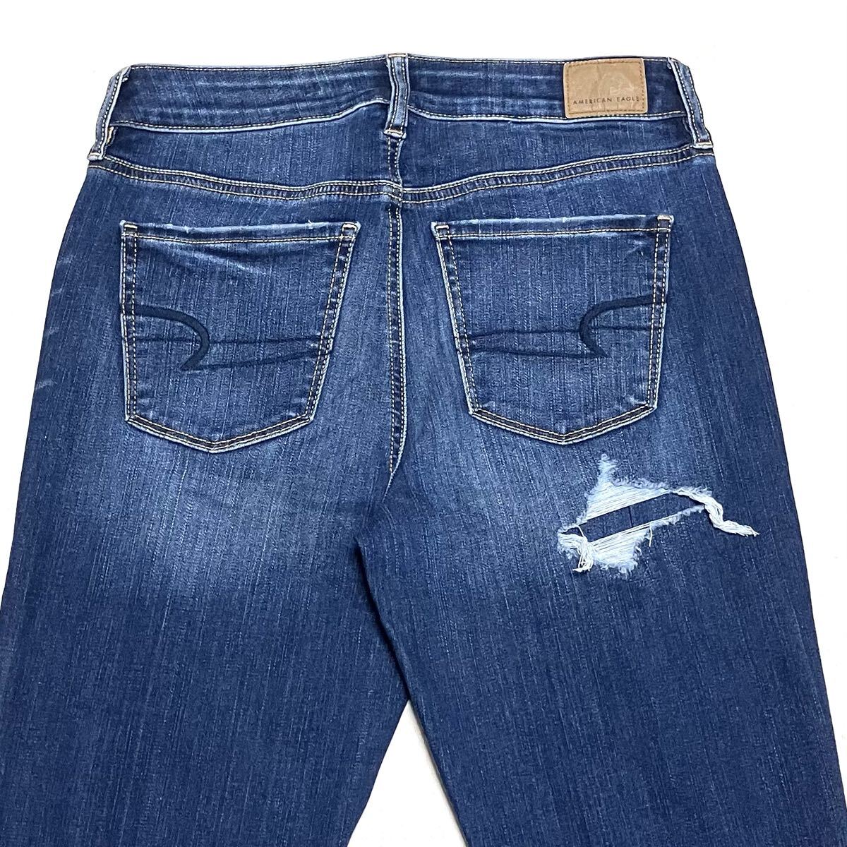 送料無料 美脚 美品 アメリカンイーグル スキニー クラッシュ ストレッチ デニム 貫通無し_画像5