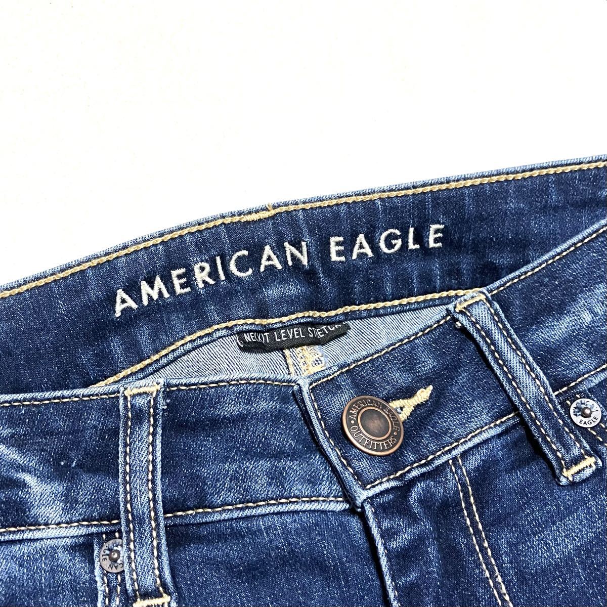 送料無料 美脚 美品 アメリカンイーグル スキニー クラッシュ ストレッチ デニム 貫通無し_画像7