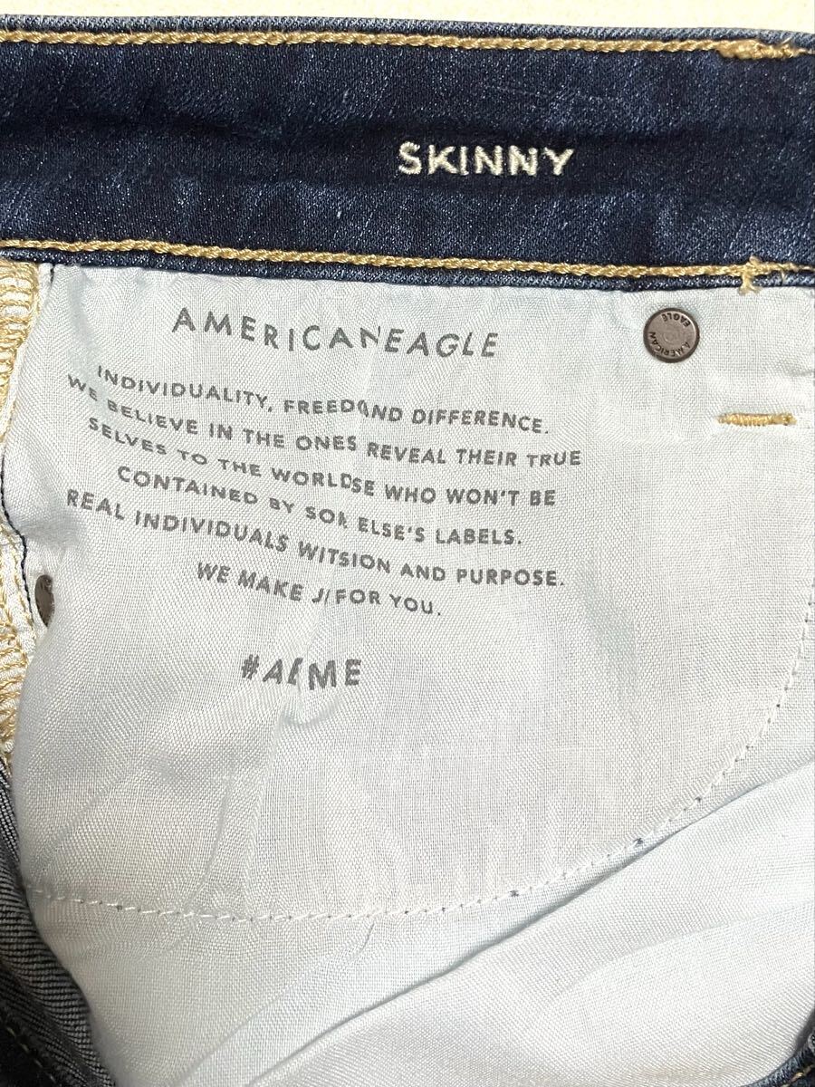 送料無料 美脚 美品 アメリカンイーグル スキニー クラッシュ ストレッチ デニム 貫通無し_画像8