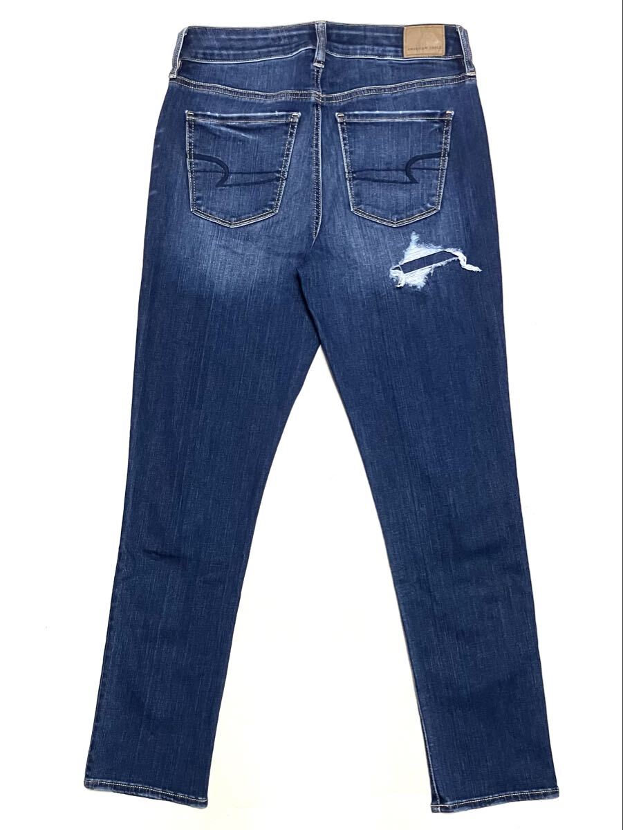 送料無料 美脚 美品 アメリカンイーグル スキニー クラッシュ ストレッチ デニム 貫通無し_画像3