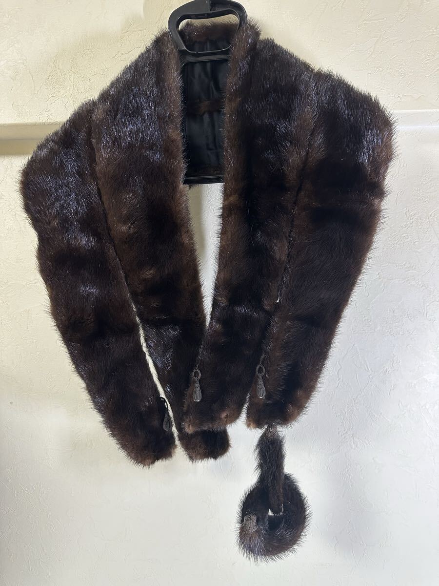 高島屋 毛皮 ショール ダークブラウン マフラー 和装小物 ケース入り_画像1