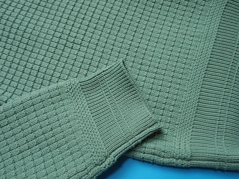 新品 COMME CA COMMUNE コムサコミューン ウォッシャブル ワッフル クルーネック ニットM緑(29)15KI07_画像3