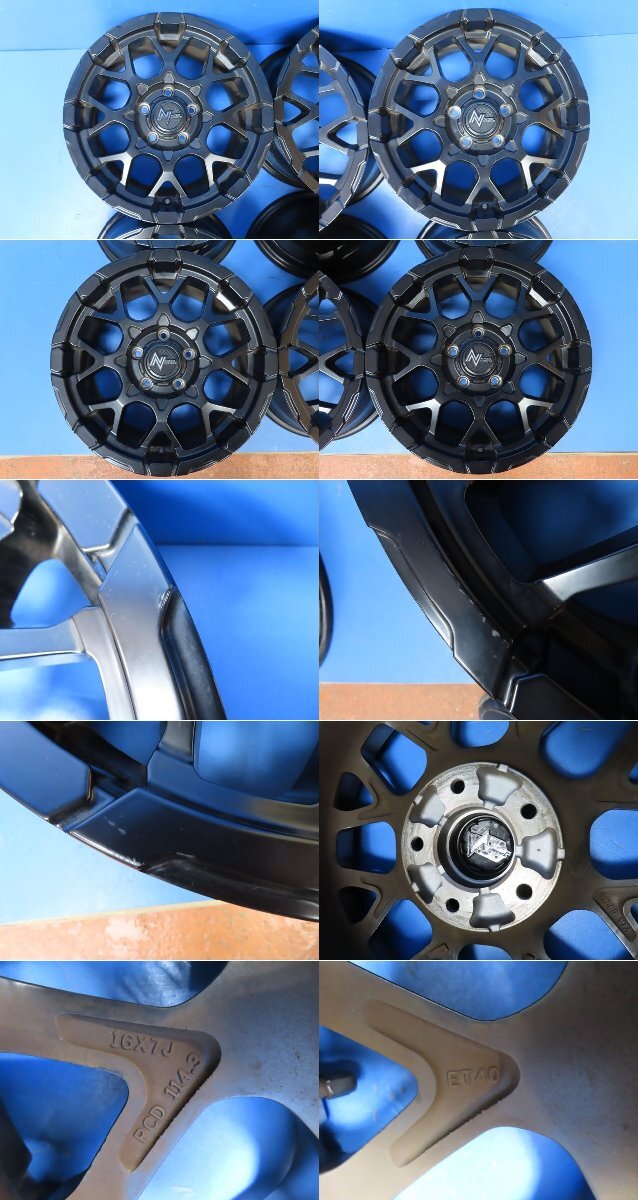 軽傷 MID NITRO POWER M28 BULLET 16インチ 16X7J +40 5穴 PCD114.3 ホイール 4本 マットブラック (g012828)_画像2