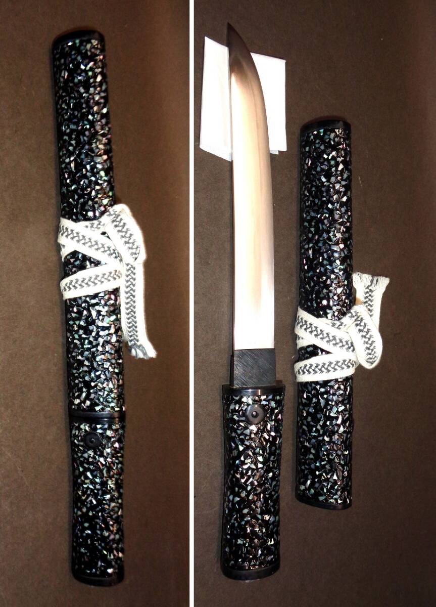 上州刀 長岡行治作　螺鈿散し匕首短刀　在銘　国定忠治_画像4