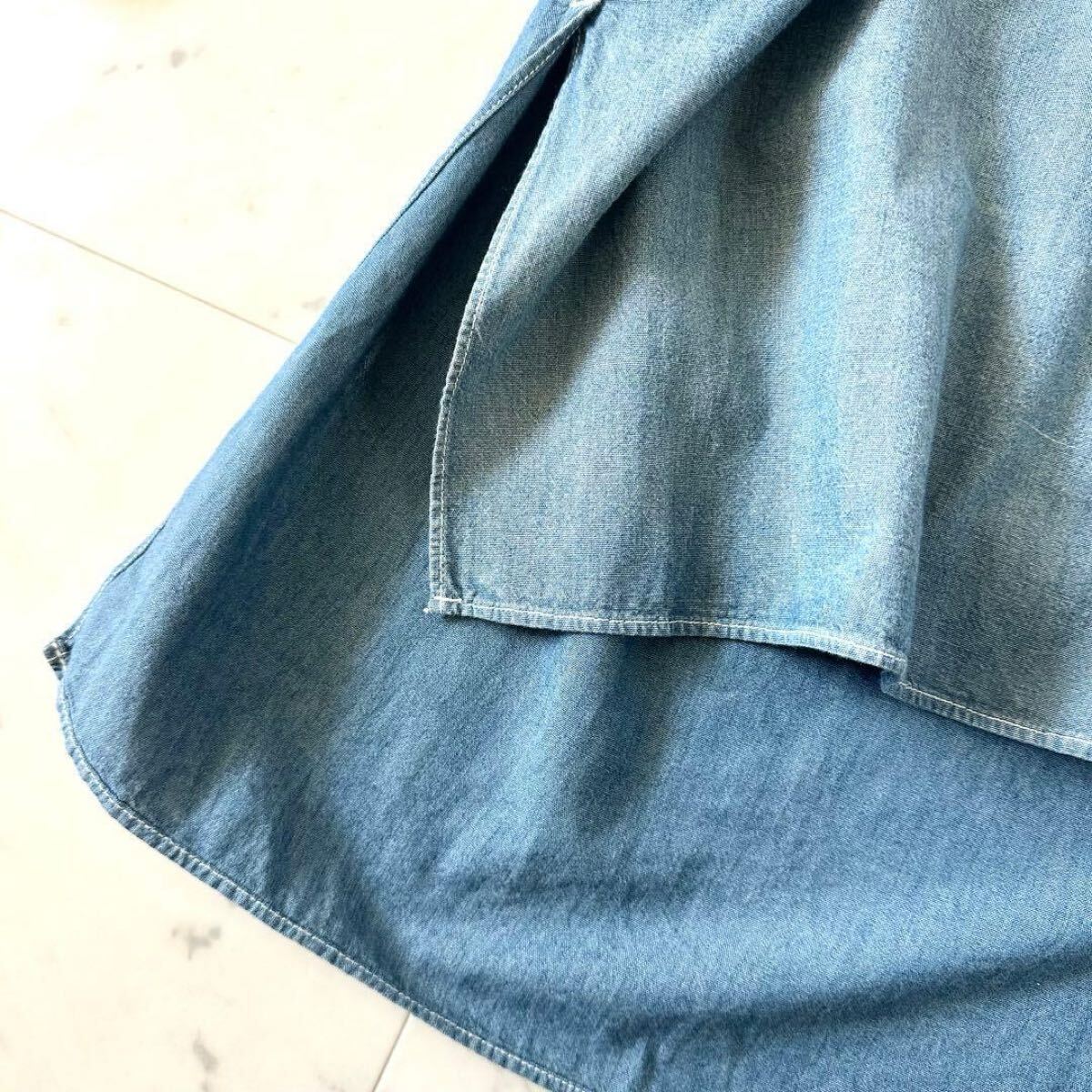 美品♪プラージュ シャンブレーバンドカラーシャツ デニムシャツ オーバーサイズ Plage ゆったり_画像5