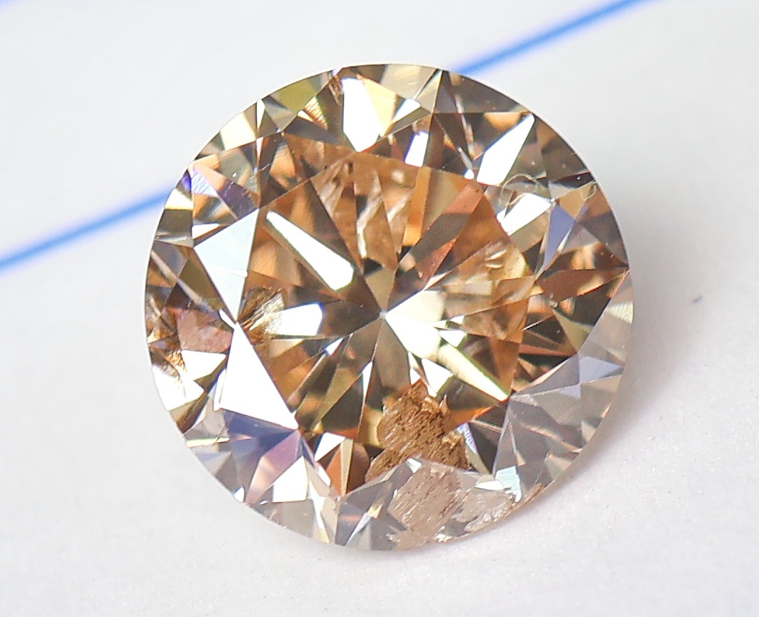 【100円~】1.675ct!天然ダイヤ FANCY LIGHT BROWN(ナチュラルカラー)I1 RD_画像1