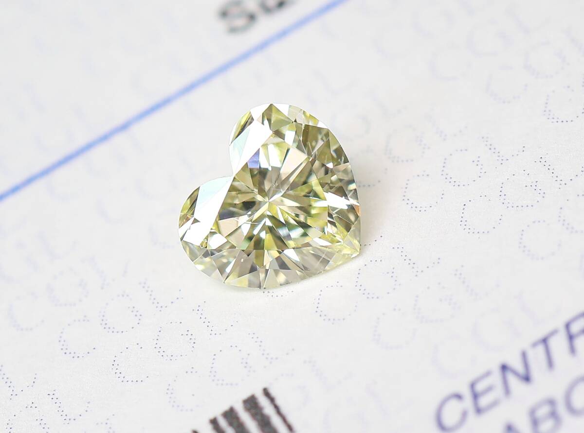 【100円~】VS2!0.527ct 天然ダイヤ LIGHT YELLOW(ナチュラルカラー)HS_画像2