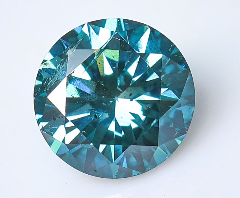【100円~】0.651ct 天然ダイヤ FANCY DEEP GREENISH BLUE(トリート)I1 RD_画像1