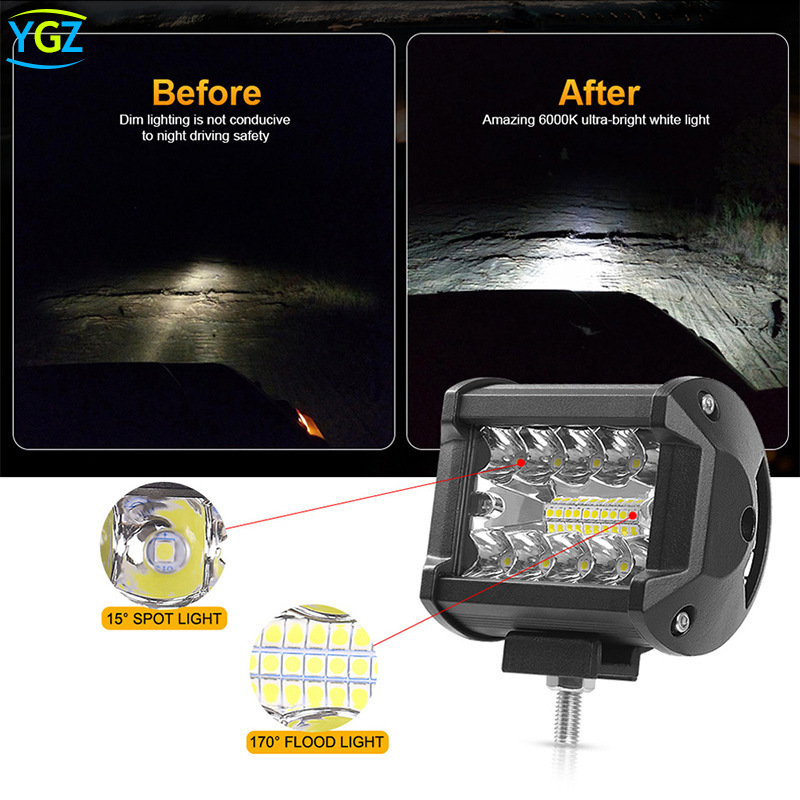 LED ワークライト 12V 24V 60W 2個 投光器 120W 作業灯 20灯 補助照明 荷台 路肩 フォグランプ トラック ダンプ バックランプ 前照灯 防水_画像2