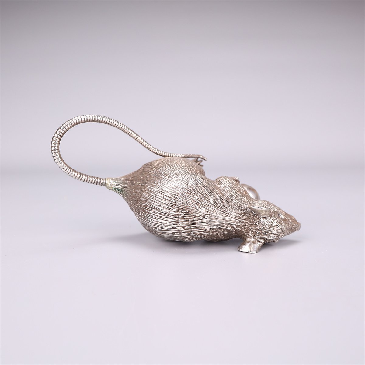 【吉】GB591 名工 【大森孝志】作 銀製 鼠 置物 重300g/共箱付 本物保証 美品R!_画像7