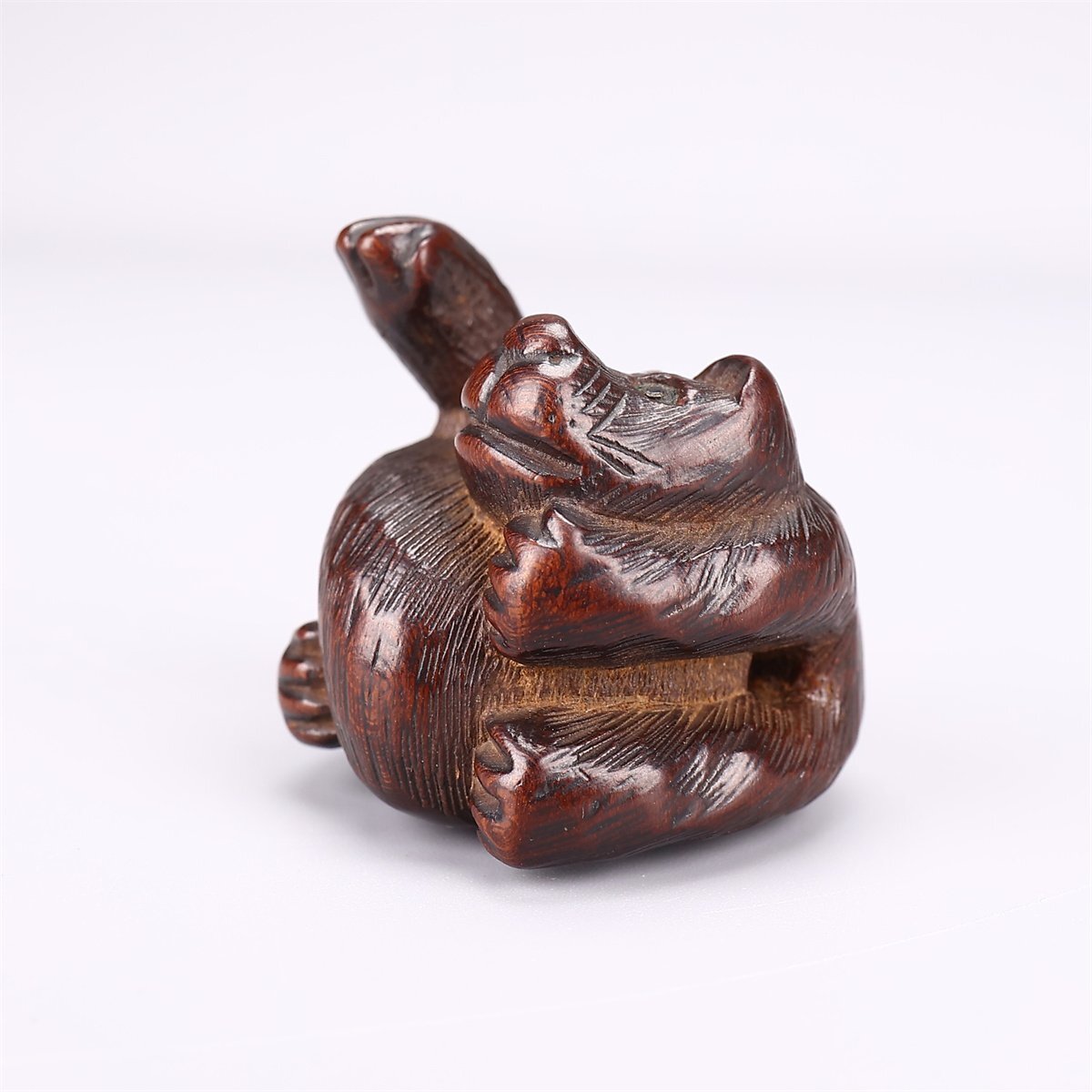 [.]MB758 Edo искусный мастер [.. произведение ] дерево гравюра собака . netsuke | подлинный товар гарантия прекрасный товар Ng!