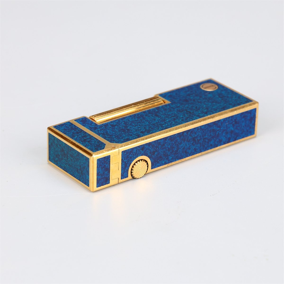 【吉】ZD688 【dunhill】 ダンヒル ガスライター ゴールド×ブルー／発火確認済み美品！_画像5