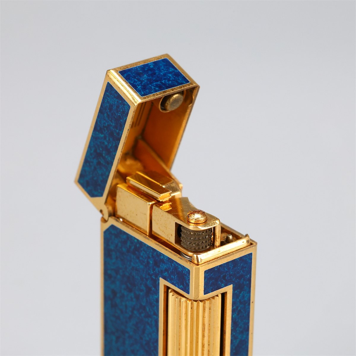 【吉】ZD688 【dunhill】 ダンヒル ガスライター ゴールド×ブルー／発火確認済み美品！_画像7