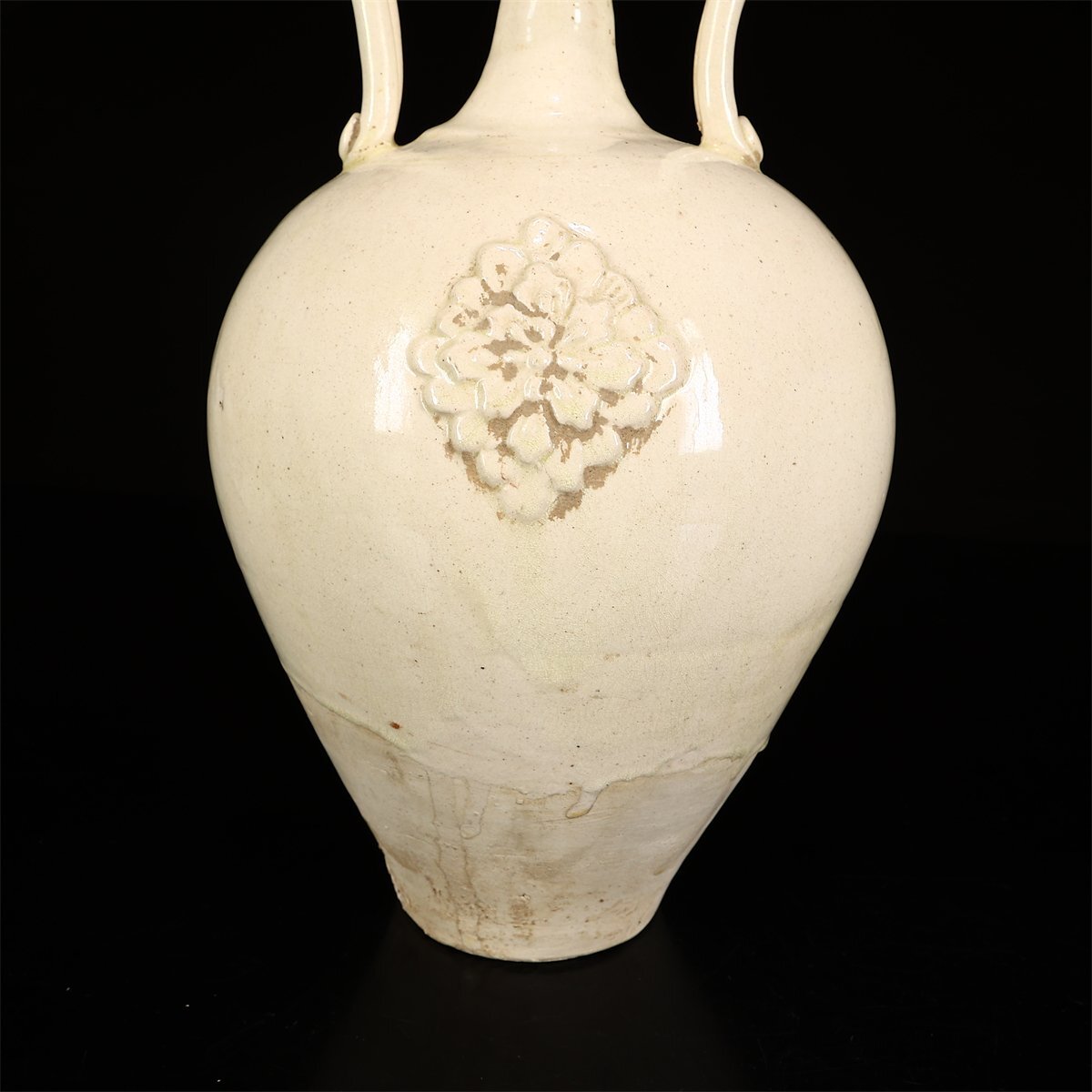 【吉】CL386 唐物 【唐代】 白磁 双龍耳 大花瓶 高35㎝／箱付 美品Is！_画像5