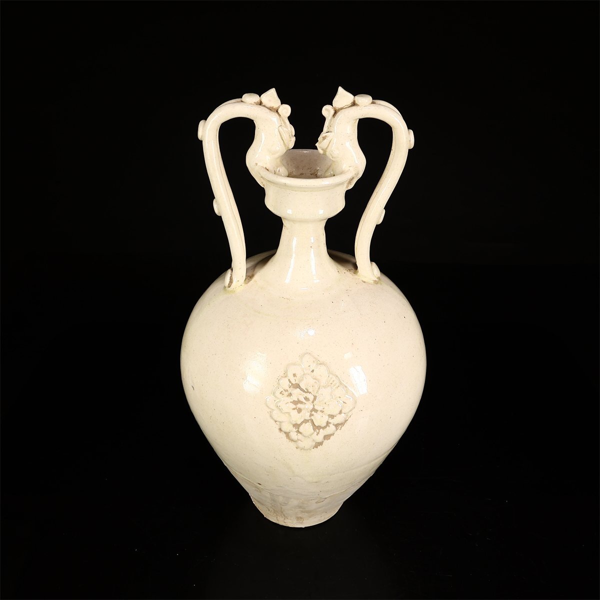 【吉】CL386 唐物 【唐代】 白磁 双龍耳 大花瓶 高35㎝／箱付 美品Is！_画像6