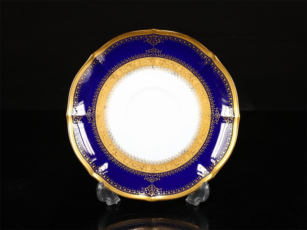 【吉】CN680 Noritake 【ノリタケ】 瑠璃釉金彩 ダイヤモンドコレクション銘 カップ＆ソーサー 5組 10点セット／美品！_画像9