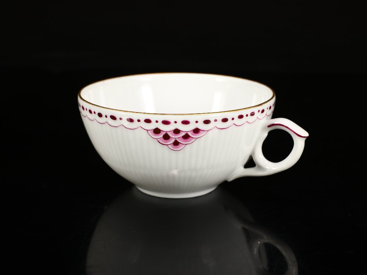【吉】CN314 ROYAL COPENHARGEN 【ロイヤルコペンハーゲン】 赤絵 バーガンディプリンセス カップ＆ソーサー 1組 2点セット／美品Y！_画像8