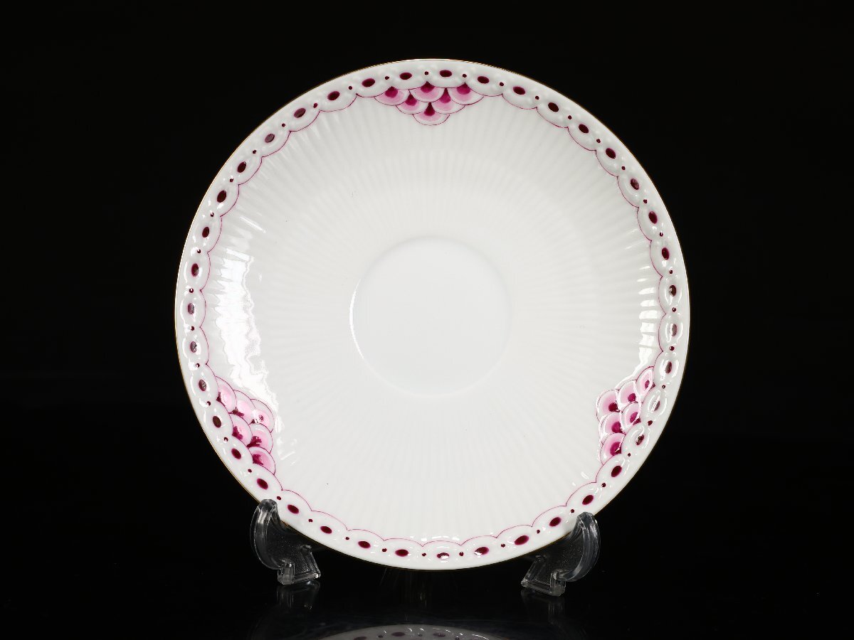 【吉】CN314 ROYAL COPENHARGEN 【ロイヤルコペンハーゲン】 赤絵 バーガンディプリンセス カップ＆ソーサー 1組 2点セット／美品Y！_画像9