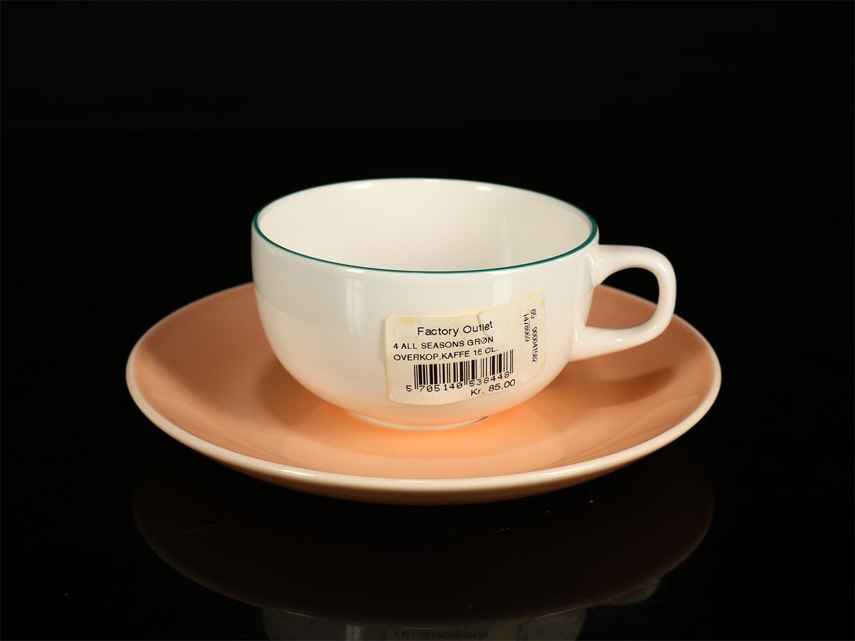 【吉】CN266 ROYAL COPENHARGEN 【ロイヤルコペンハーゲン】 白磁青縁 オレンジソーサー カップ＆ソーサー 5組 10点セット／美品！_画像7