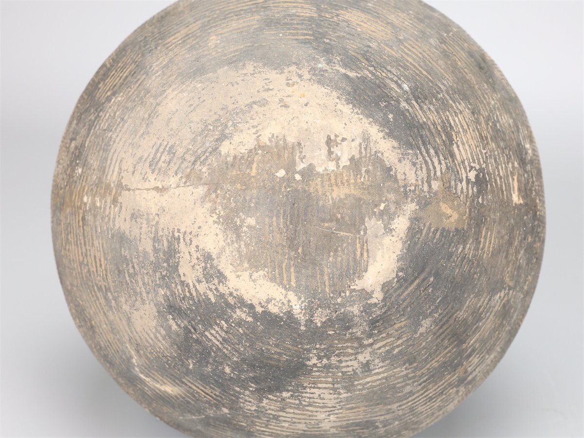 【吉】CN904 土器 【須恵器】 黒陶 壷 高24㎝ 径23㎝／底に修復跡あり！_画像10