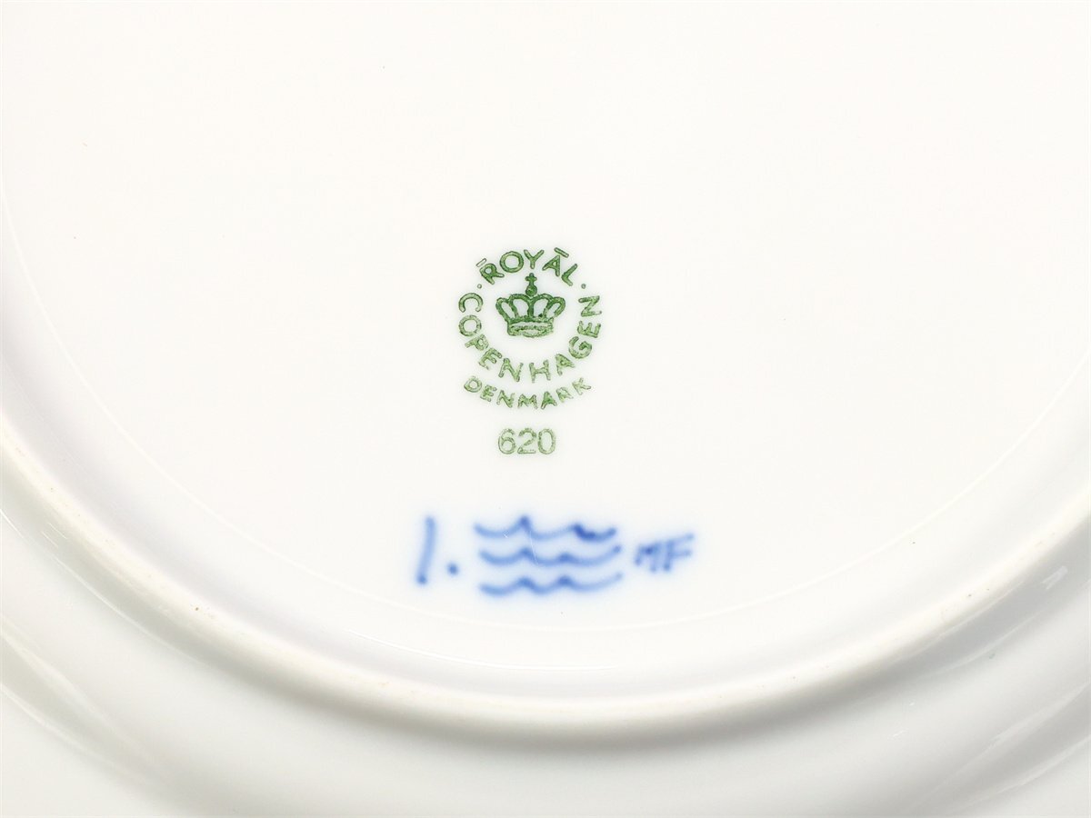 【吉】CN946 ROYAL COPENHARGEN 【ロイヤルコペンハーゲン】 ブルーフルレース プレート 5点セット 径19.3㎝／美品！_画像10