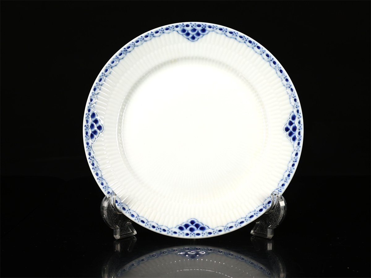 【吉】CN946 ROYAL COPENHARGEN 【ロイヤルコペンハーゲン】 ブルーフルレース プレート 5点セット 径19.3㎝／美品！_画像8