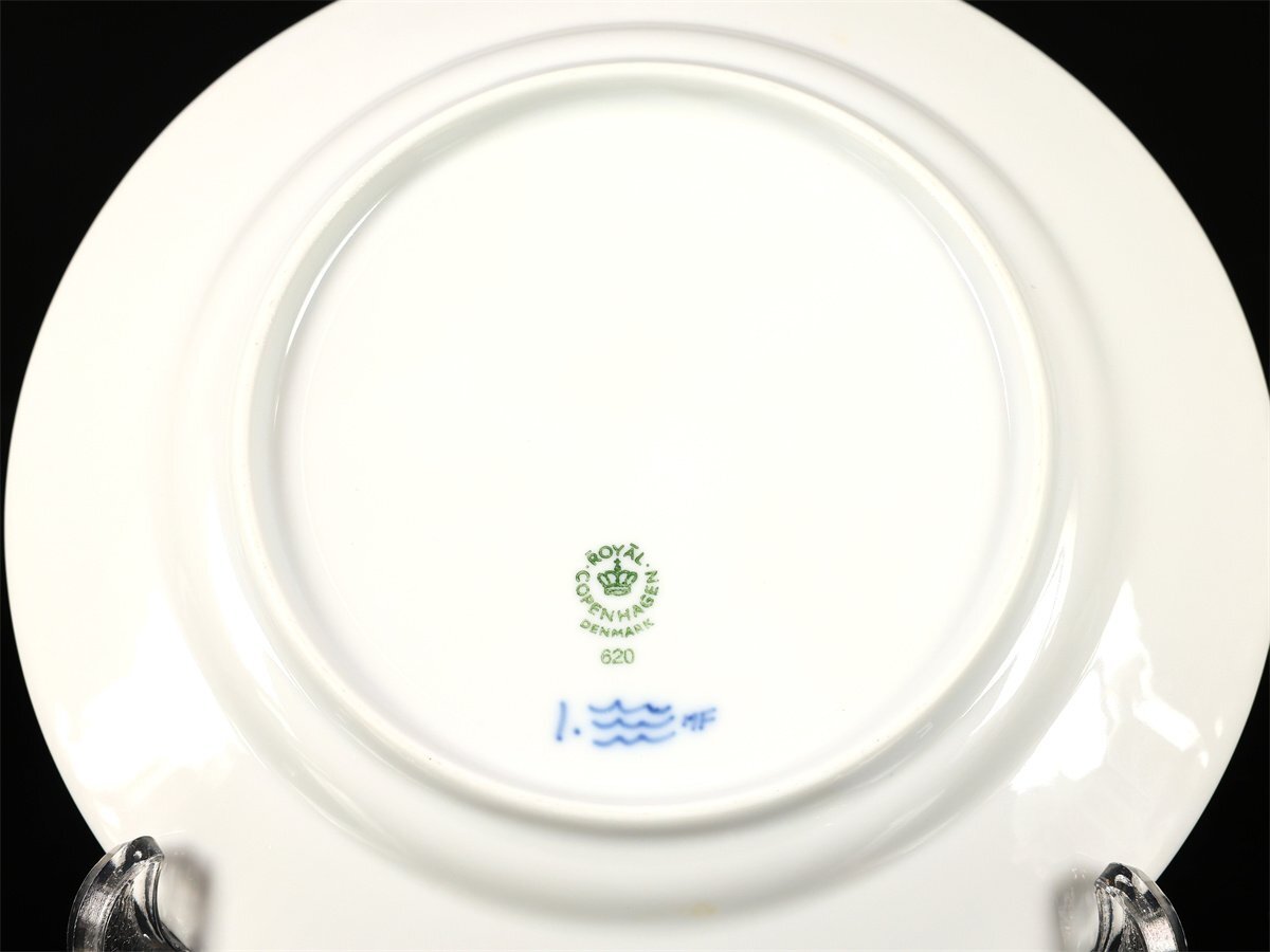 【吉】CN946 ROYAL COPENHARGEN 【ロイヤルコペンハーゲン】 ブルーフルレース プレート 5点セット 径19.3㎝／美品！_画像9