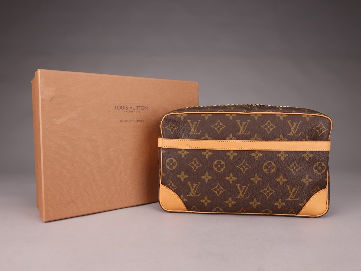 [.]A1346 ручная сумочка LOUIS VUITTON Louis * Vuitton темно синий pie-nyu28 монограмма осыпь загрязнения есть с коробкой #]