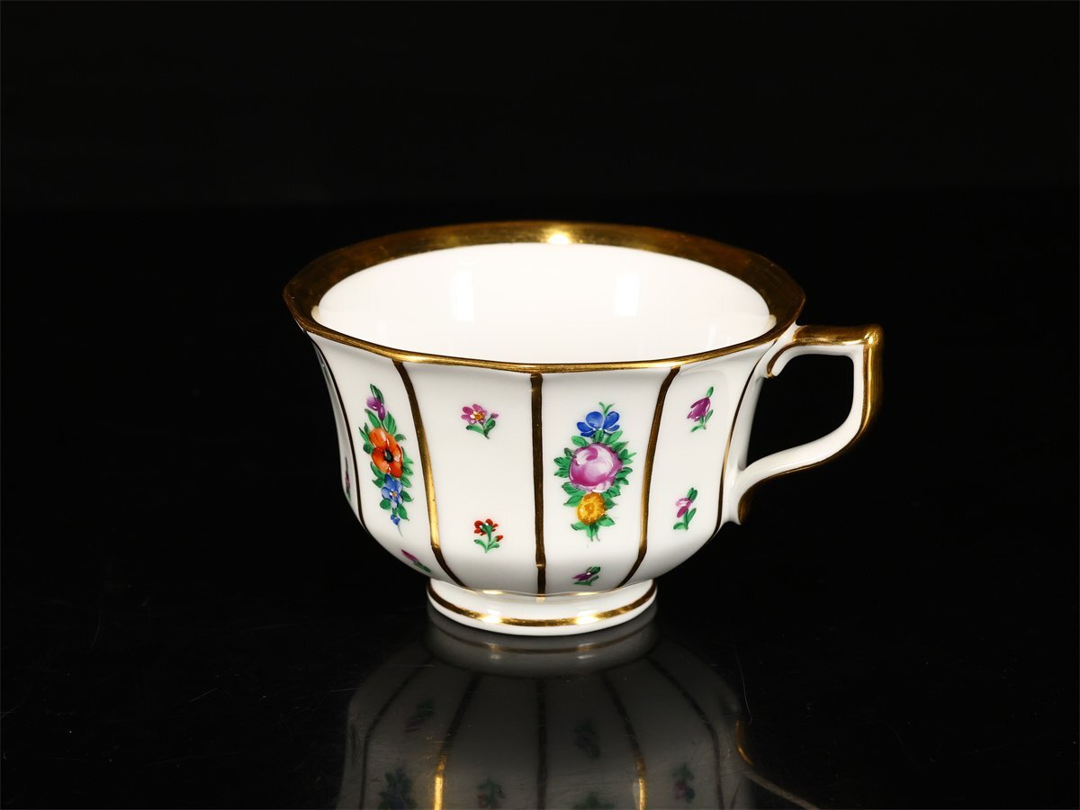 【吉】CO117 ROYAL COPENHARGEN 【ロイヤルコペンハーゲン】 18角面取 カップ＆ソーサー プレート 1組 3点セット／美品！_画像7