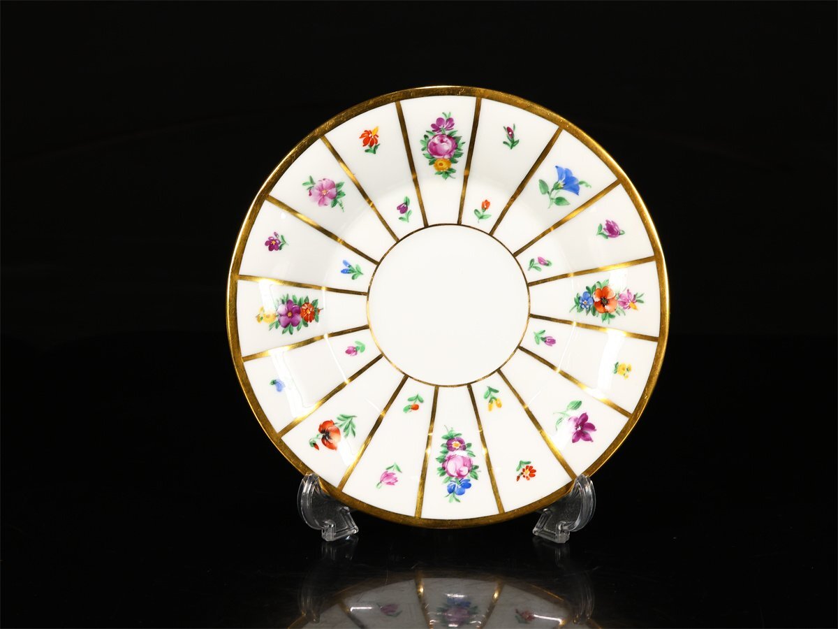 【吉】CO117 ROYAL COPENHARGEN 【ロイヤルコペンハーゲン】 18角面取 カップ＆ソーサー プレート 1組 3点セット／美品！_画像8