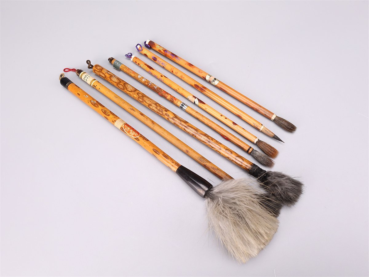 【吉】BB256 唐物 【斑竹製】 書道具 筆 毛筆 13点 一括出品_画像7