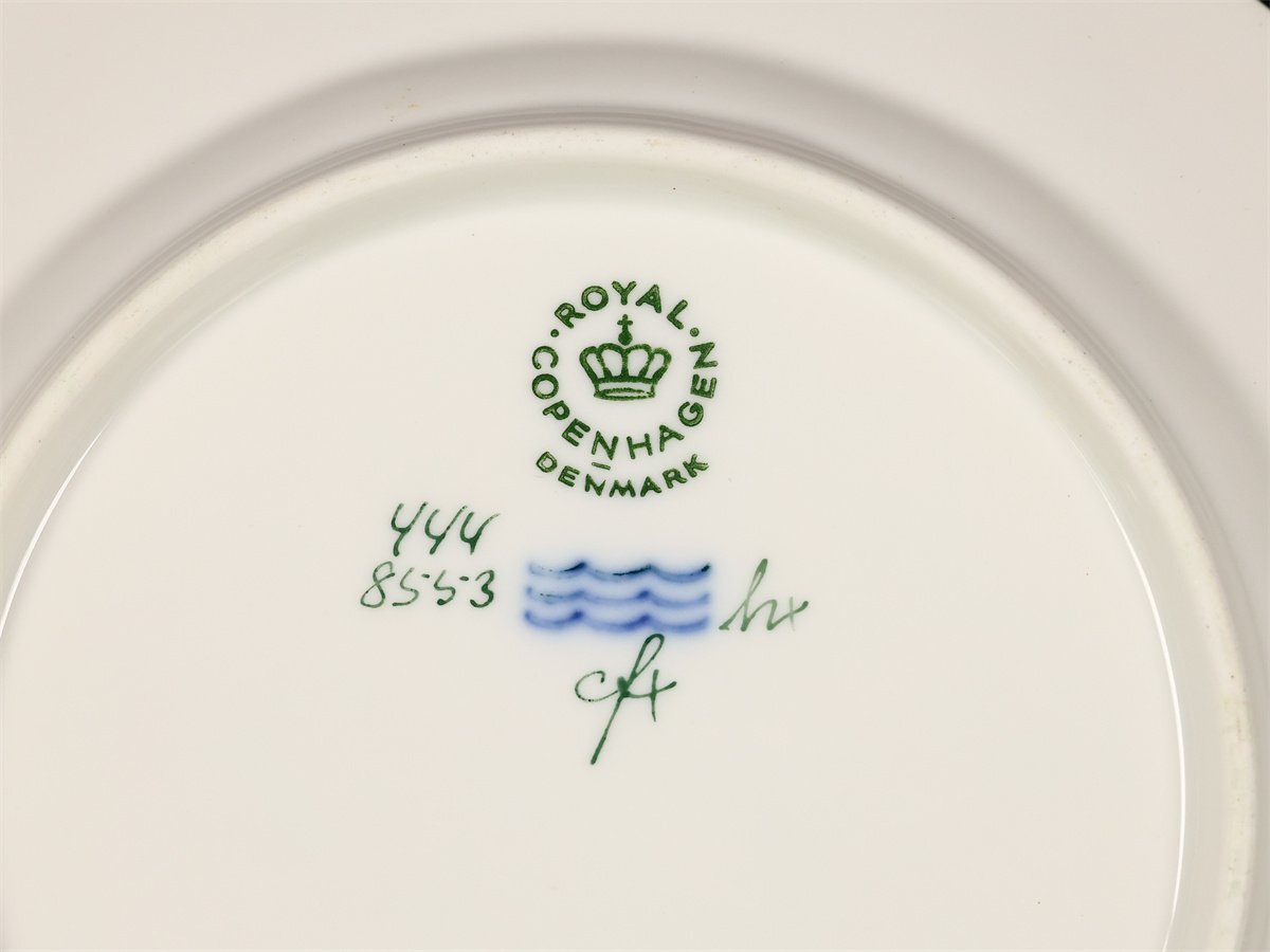 【吉】CO117 ROYAL COPENHARGEN 【ロイヤルコペンハーゲン】 18角面取 カップ＆ソーサー プレート 1組 3点セット／美品！_画像10