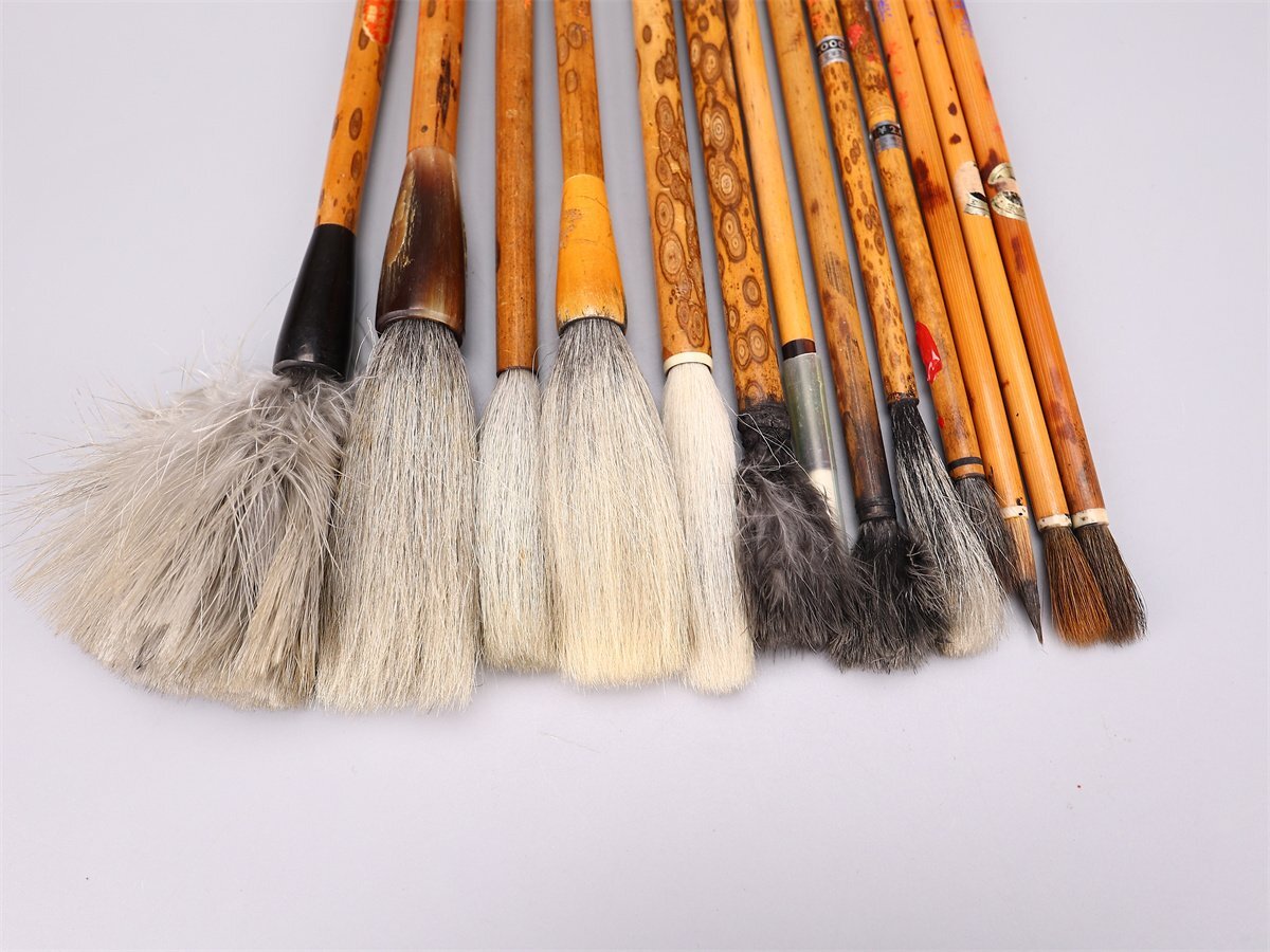 【吉】BB256 唐物 【斑竹製】 書道具 筆 毛筆 13点 一括出品_画像3